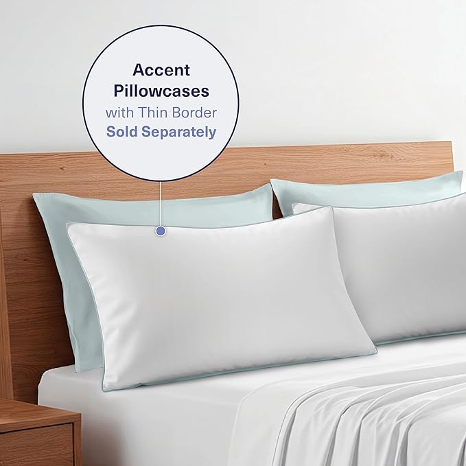 Kickoff Viscose Bamboo Pillowcase, King, Set of 2, 100% Organic Hidden Zippered Viscose Bamboo Pillow Case King Size, Cooling Pillow Cover for Hot Sleepers (20"x40", Coastal Blue)