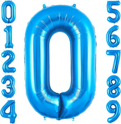 Blue 0 Balloon Number, 40 Inch Number 0 Balloon Big Blue 0 Foil Mylar Helium by BBPOOL