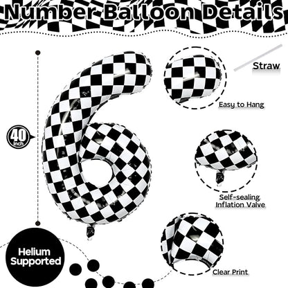 Giant Number Balloons 6, 40 Inch Foil Helium Racing 6 Balloon - Image 2