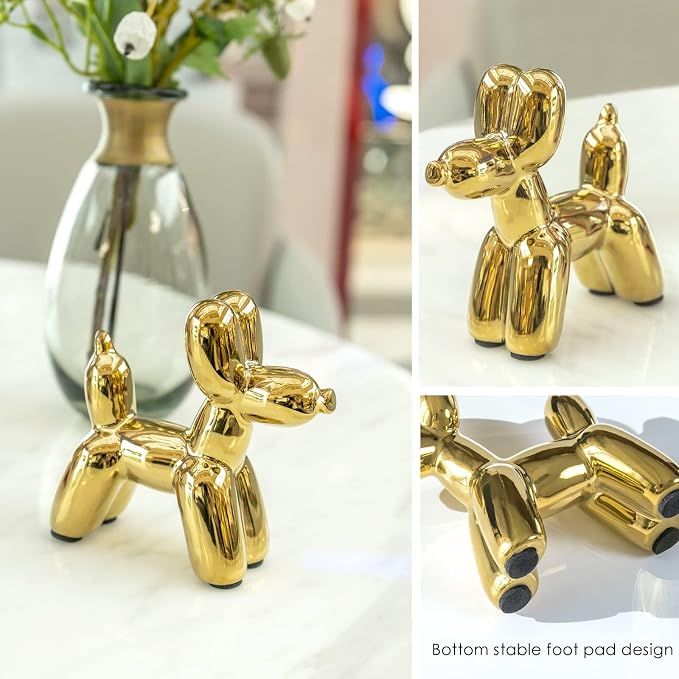 Notakia Cute Ceramics Balloon Dog Statue Crafts Gold Living Room Desktop - Image 5
