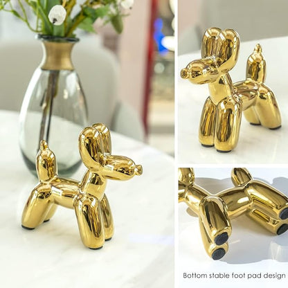 Notakia Cute Ceramics Balloon Dog Statue Crafts Gold Living Room Desktop - Image 5