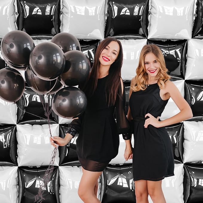 HILAVO Black and White Square Foil Balloon Wall - Image 5