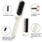 Foldable Hair Brush, Mini Portable Pocket Travel Boar Bristles Brush for Thin Thick Curly Wet Dry Hair, Folding Compact Size, Vacation Friendly