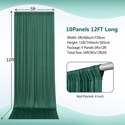 50×12ft Wrinkle Free Hunter Green Backdrop Curtain - Image 4