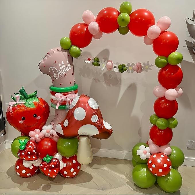 Red Pink White Strawberry Balloons - Image 4