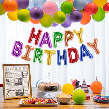 CANREVEL Happy Birthday Banner Decorations + 8Pcs Star Balloons, Rainbow | - Image 4