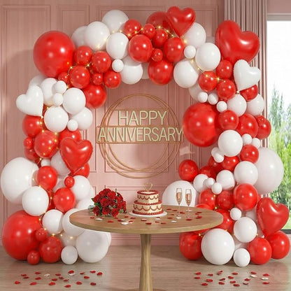 110pcs Red and White Balloons Garland Arch Kit, 18/12/10/5 Inch Balloons | - Image 3