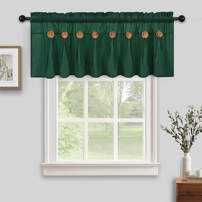 Farmhouse Valance Curtains, Boho Cotton Linen Kitchen Valance, Country Rod - Image 3