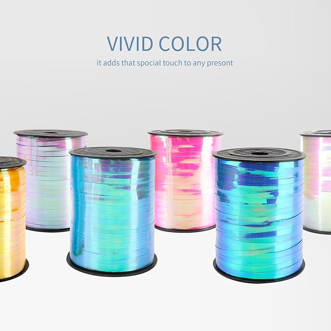 CHAQiWi 500 Yard Iridescent Pink Curling Ribbon, 1/5" Wide Holographic - Image 8