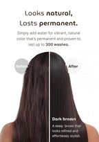 Korean Permanent Hair Dye, Powder Hair Color Kit, Dark Brown, Gray Hair Coverage, Plant-Based Formula, Easy Application for Roots, Short & Long Hair, Vegan, Just Mix with Water (3 Powder Packets)