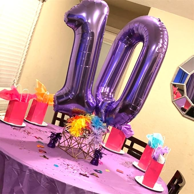 60th Birthday Balloons Purple for Women, 40 Inch Giant Mylar Foil Number 60 - Image 4