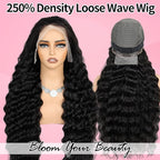 250% Density HD Lace Front Wigs Human Hair Loose Wave 100% Real Human Hair 15A Full 13x4 Large Lace Space Loose Deep Wave Wig Pre Plucked, No Synthetic Blend No Tangle No Shedding Triple Lifespan 3X