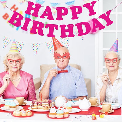 Pink Happy Birthday Banner Sign Birthday Backdrop Party Supplies - Image 7
