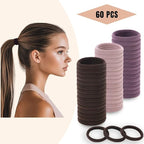 60 Pcs 2 Inch Neutrals No Damage Hair Ties for Women Thick Hair, Large Soft Seamless Nylon Fabric Ponytail Holders Elastics Band for Women