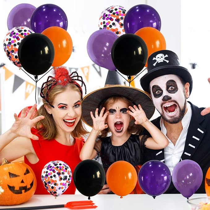 60Pcs Black Orange Purple Balloons, 12 Inch Balloon Purple Black Orange Party - Image 5