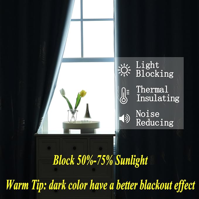 Sky Blue Blackout Curtains for Bedroom 72 Inches Long, Thermal Insulated Energy - Image 6