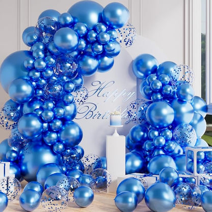 AULE 100Pcs Metallic Blue Balloons 18/12/10/5 Inch Different Sizes | Chrome by AULE