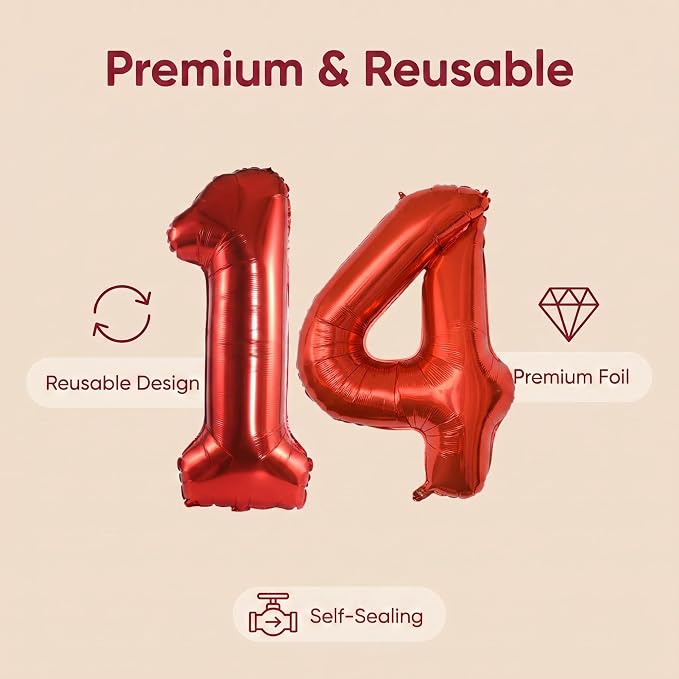 Number 14 Balloon Foil Mylar Balloons - Image 5