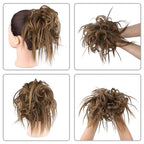 HMD Tousled Updo Messy Bun Hairpiece - Synthetic Hair Extensions with Elastic Rubber Band - Scrunchies & Ponytail Hairpieces for Women
