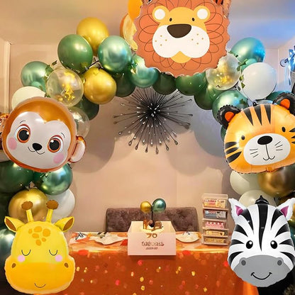 5pcs Jungle Animal Balloons Safari balloons Lion Tiger Giraffe Zebra Monkey - Image 3