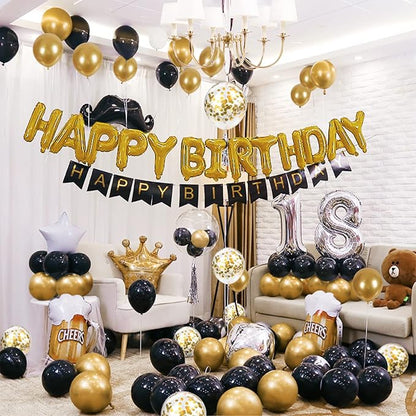 CANREVEL 120pcs Black and Gold Balloons Confetti Metallic Black Gold Latex - Image 3