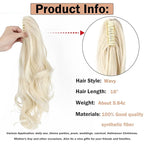 Claw Clip Ponytail Extension 18" Clip in Wavy Ponytail Hair Extensions Long Pony Tails for Women Extensions Platinum Blonde Wave Hairpiece