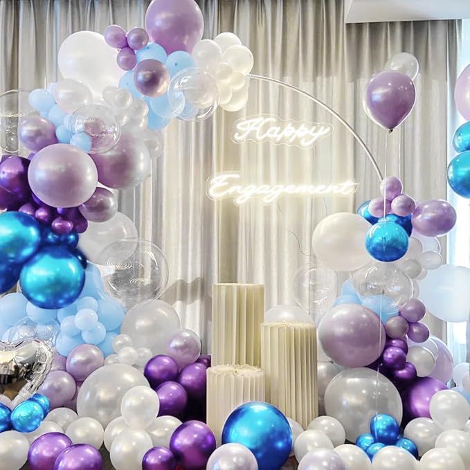 Blue Purple White Balloon Garland Arch Kit - Image 6