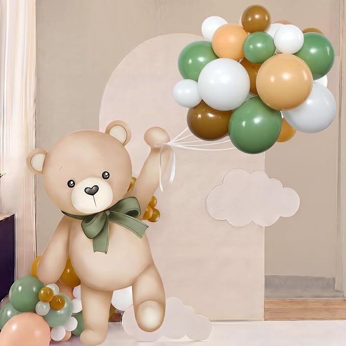 43 Pcs Sage Green Bear Baby Shower Decorations 31 Bears Cardboard Cutout Stand by Unknown