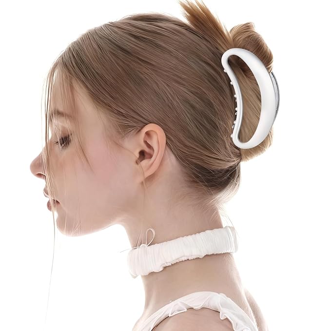 Sculpted Silver Claw Clip for Women Large Metal Hair Claw Clips Durable Nonslip Silver Hair Clamps for Women and Thinner Thick Hair Styling Strong Hold Hair