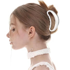 Sculpted Silver Claw Clip for Women Large Metal Hair Claw Clips Durable Nonslip Silver Hair Clamps for Women and Thinner Thick Hair Styling Strong Hold Hair