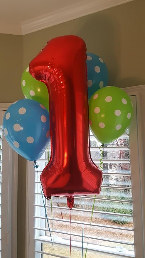 1 Balloon Numbers Birthday Decorations, 40In Red Balloons - Image 2