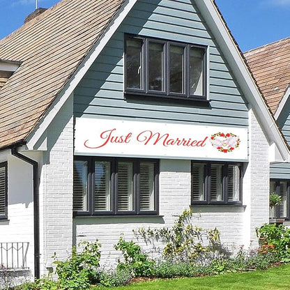 Just Married Flag Banner Outdoor Indoor Decoration Flag Double Stitched - Image 4