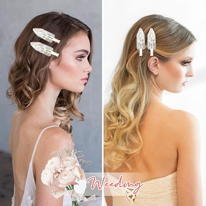 20PCS Bridesmaid Hair Clips - No Bend, Creaseless White Hair Clips for Bride, Women & Girls (20Pcs/10Cards)