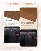 GOO GOO Invisi Edge Tape in Hair Extensions Human Hair, 350 Copper 10pcs injected with 10pcs classical tape ins, 18inch 50g, Virgin Remy Hair, Natural Look