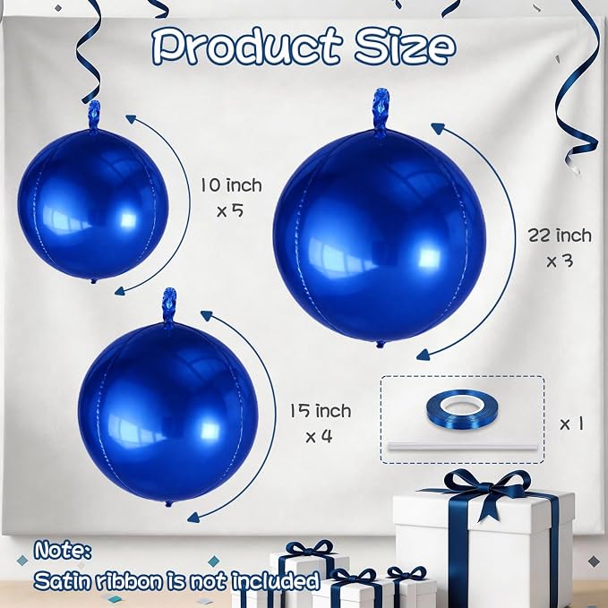 Navy Blue Round Foil Balloons - Image 2