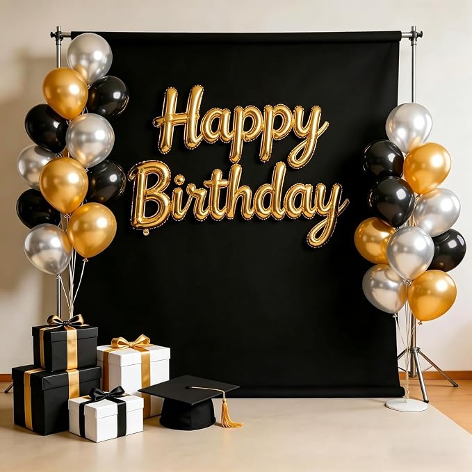 10 x 8 FT Black Backdrop for Photography, Polyester Fabric Background | Pure - Image 2