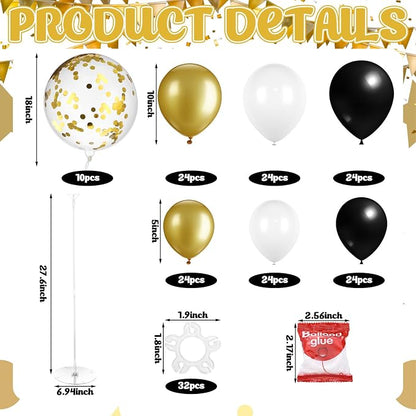 Gejoy 8 Sets Black and Gold Balloon Column Table Centerpiece Reusable Table - Image 2