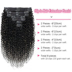 12 inch Kinky Curly Clip in Extension Human Hair Affordable 3C 4A Kinky Curly Clip Ins for Women Brazilian Remy Human Hair Natural Color 8 Pcs with 18 Clips 120g/Set