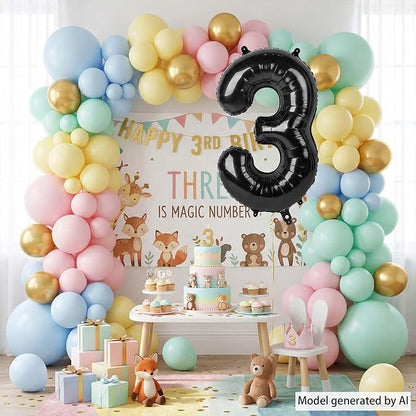 Black Number 3 Balloon 40 Inch, Sleek Foil Numeral - Image 3