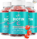BeLive Biotin Gummies - Skin, Nails & Hair Vitamins with A, C, D, E, B12, Zinc, Folate & Inositol, Biotin Supplement for Anti-Aging, Energy & Collagen Boost, Multivitamin Gummies - Strawberry | 3-Pack