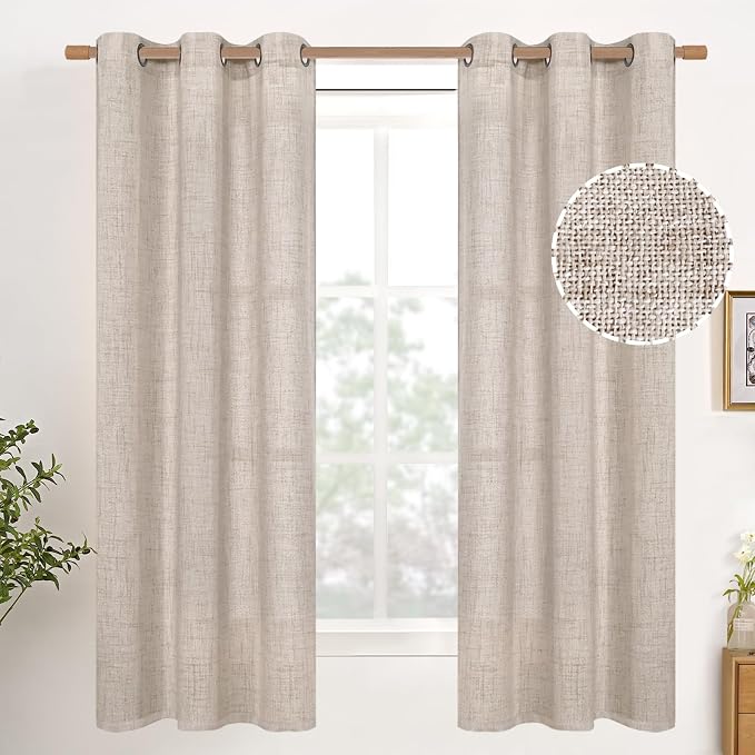 YoungsTex Natural Linen Curtains 63 Inches Long by YoungsTex