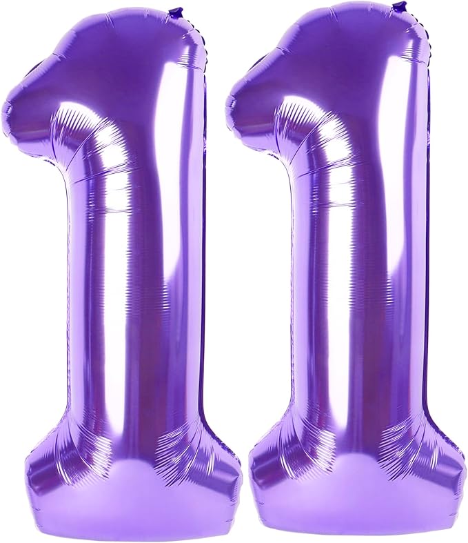 Jumbo Purple Number 11 Balloon 40 Inch, Mylar Foil Number 11 Balloons by Upgesy