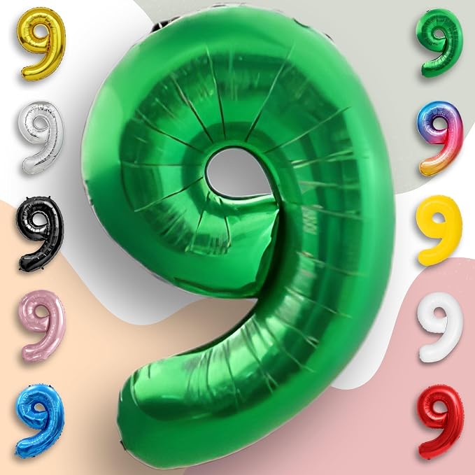 Green Number Balloon 9 Mylar Foil Balloons 16 inch - Image 5