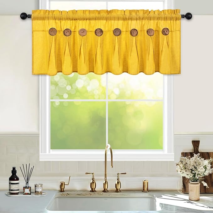 Farmhouse Valance Curtains, Boho Cotton Linen Kitchen Valance, Country Rod - Image 2