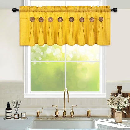 Farmhouse Valance Curtains, Boho Cotton Linen Kitchen Valance, Country Rod - Image 2