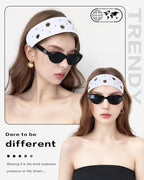 Grommet Headband for Women, White Round Studs 23cm Hollow Out Elastic Hair Band, Eyelets Punk Grunge Stylish Hairband