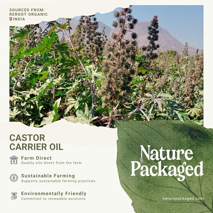 Organic Castor Oil Direct From India - Cold Pressed Castor Oil For Face, Hair Growth, Eyelash Serum, Eyebrow - Skin and Face Moisturizer and Detox - Hexane Free 4 Gallon