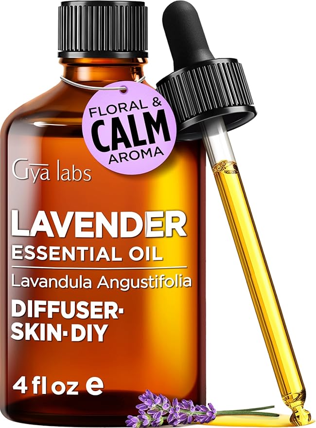 Gya Labs Lavender Essential Oil - 4 Fl Oz - for Hair, Skin, Diffuser, Aromatherapy & DIY Candle Making Scent