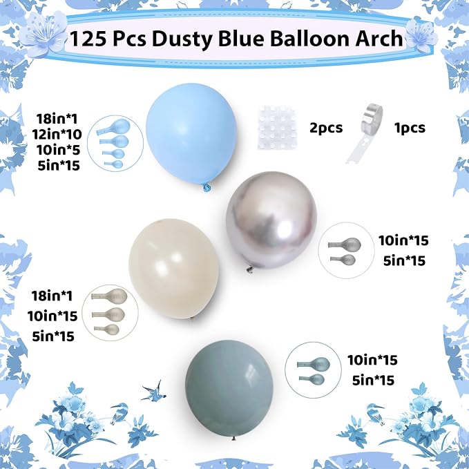 Dusty Blue Balloon Arch Kit - Image 2