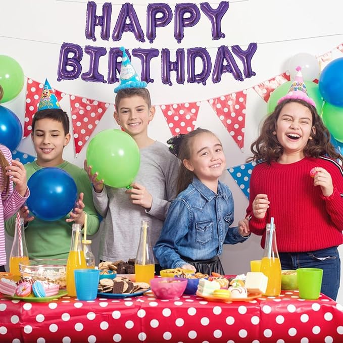 Dark Purple Happy Birthday Balloons Banner 16 Inch Mylar Foil Letters, - Image 5